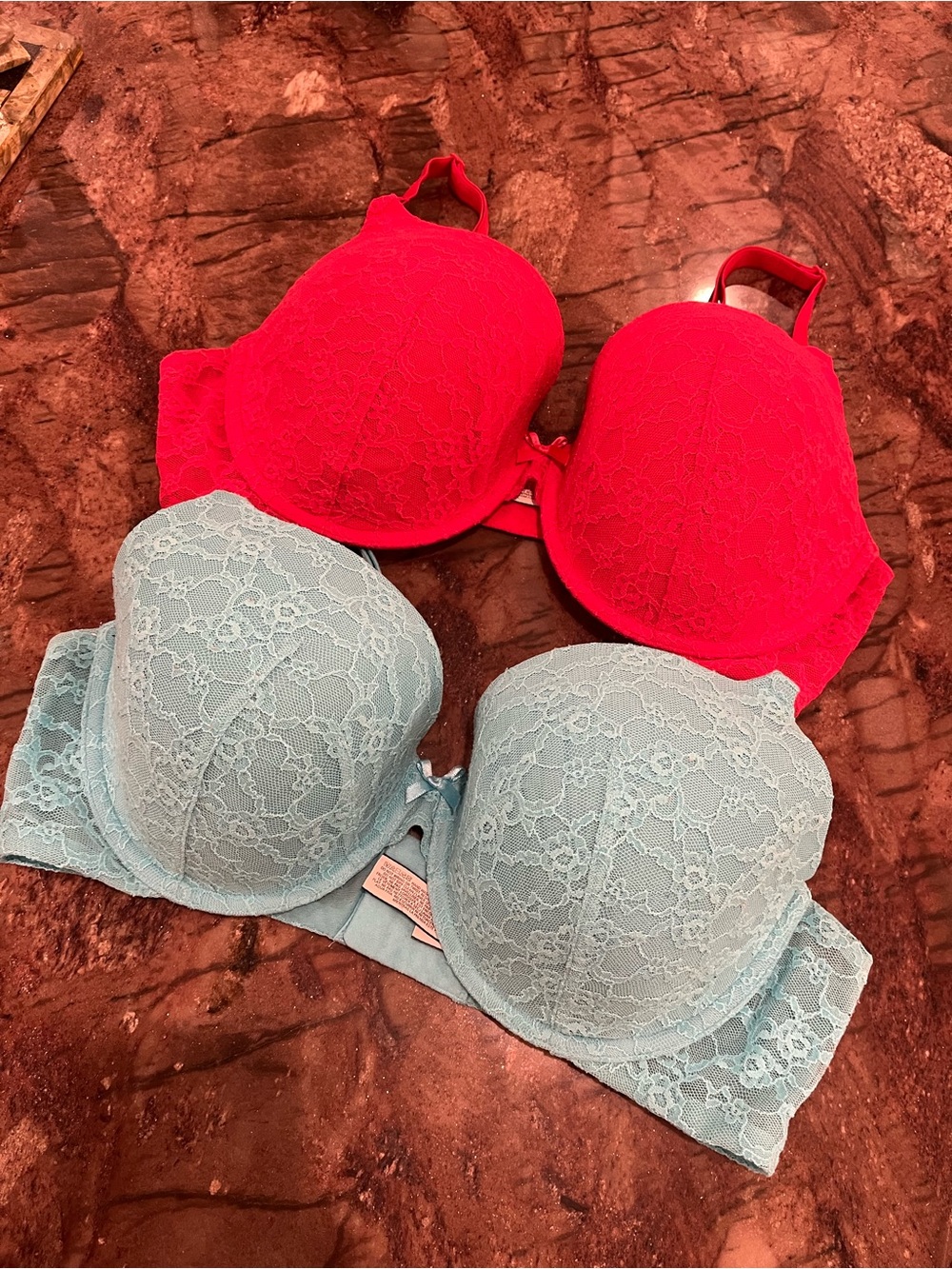 Victoria's Secret Lace Bra Duo - Hot Pink & Light Blue